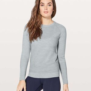 Lululemon Simply Wool Sweater Heathered Starlight Gray Ribbed Crew Neck Pullover
